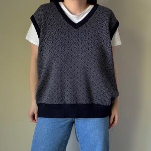 Vintage Knit V-Neck 100% Wool Sweater Vest
